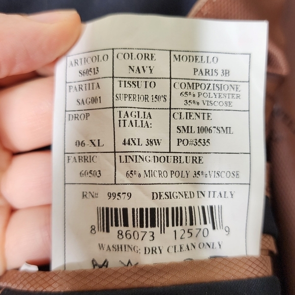 CARAVELLI Italy Navy Blazer 44XL - Picture 5 of 6